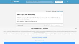 
                            9. Fehl-Login bei Geocaching Hallo habe mir c.geo runter geladen und ...