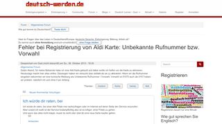 
                            9. Fehler bei Registrierung von Aldi Karte: Unbekannte Rufnummer ...