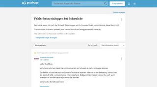 
                            10. Fehler beim einloggen bei Schwab.de (englisch, übersetzen) - Gutefrage