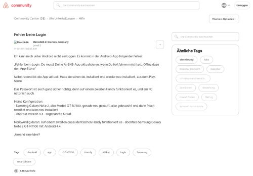 
                            2. Fehler beim Login - Airbnb Community