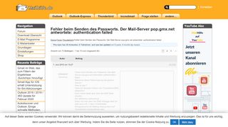 
                            4. Fehler beim Senden des Passworts. Der Mail-Server pop.gmx.net ...