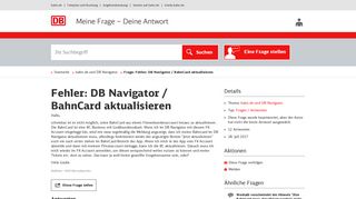 
                            3. Fehler: DB Navigator / BahnCard aktualisieren - Beantwortet - Bahn ...