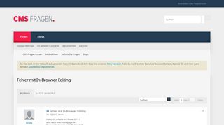 
                            5. Fehler mit In-Browser Editing - CMS Fragen - Online Forum für ...
