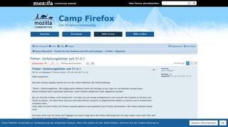 
                            8. Fehler: Umleitungsfehler seit 51.0.1 - Camp Firefox