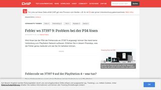 
                            3. Fehler ws 37397 9: Problem bei der PS4 lösen - CHIP