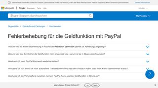
                            6. Fehlerbehebung für die Geldfunktion mit PayPal | Skype-Support