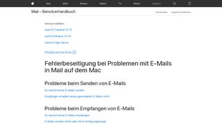 
                            1. Fehlerbeseitigung bei Problemen mit E-Mails in Mail ... - Apple Support