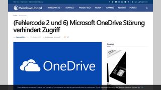 
                            12. (Fehlercode 2 und 6) Microsoft OneDrive Störung verhindert Zugriff ...