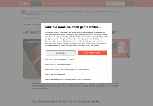 
                            6. Fehlercode 812 bei der Vodafone EasyBox - was tun? - CHIP