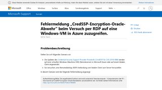 
                            1. Fehlermeldung „CredSSP Encryption Oracle-Abwehr“ beim Versuch ...