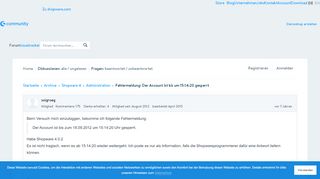 
                            9. Fehlermeldung: Der Account ist bis um 15:14:20 gesperrt - Shopware ...