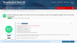 
                            5. Fehlermeldung 'Login auf dem Server secureimap.t-online.de ...