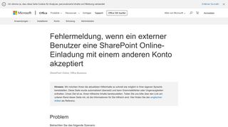 
                            1. Fehlermeldung, wenn ein externer Benutzer eine SharePoint Online ...