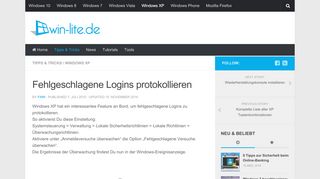 
                            7. Fehlgeschlagene Logins protokollieren - Win-Lite.de