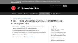 
                            12. Feide - Felles Elektronisk IDEntitet - Universitetet i Oslo - UiO