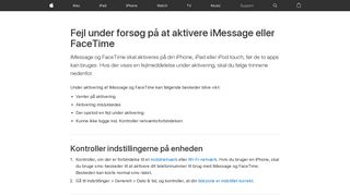 
                            3. Fejl under forsøg på at aktivere iMessage eller FaceTime - Apple ...