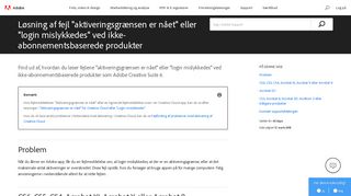 
                            12. Fejlen Aktiveringsgrænsen er nået eller Login ... - Adobe Help Center