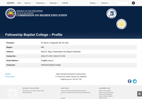 
                            10. Fellowship Baptist College - Profile - CHED