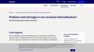 
                            3. Felsökning logga in och använda Internetbanken | Nordea.se