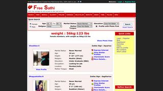 
                            5. female members, with weight as 56kg:123 lbs - Free Matrimonial Site