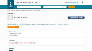 
                            12. FEP BlueVision | Complaints | Better Business Bureau® Profile
