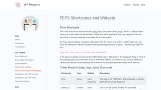 
                            8. FEPS Shortcodes and Widgets - WP Property