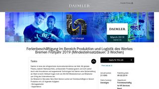 
                            2. Ferienbeschäftigung im Bereich Produktion und Logistik des ... - Daimler