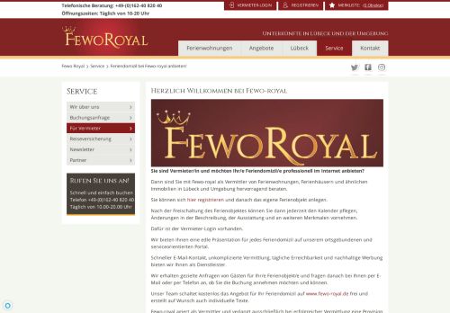 
                            13. Feriendomizil bei Fewo-royal anbieten! - Fewo Royal