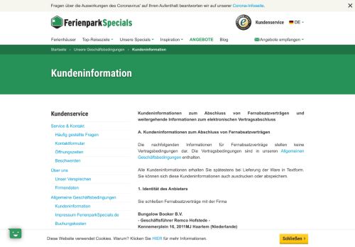 
                            2. FerienparkSpecials.de - Kundenservice - Kundeninformation