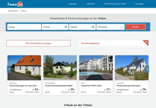 
                            7. Ferienwohnungen & Ferienhäuser an der Ostsee mieten | Fewo24