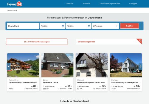 
                            3. Ferienwohnungen & Ferienhäuser in Deutschland mieten | Fewo24