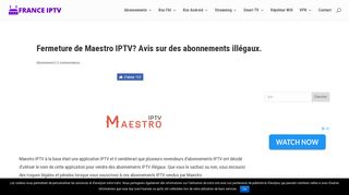 
                            5. Fermeture de Maestro IPTV? Avis sur des abonnements illégaux.