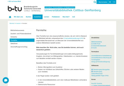 
                            10. Fernleihe : Universitätsbibliothek Cottbus–Senftenberg - BTU Cottbus ...