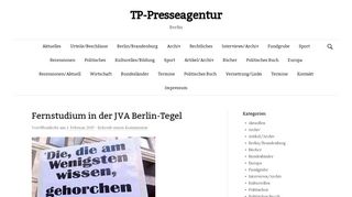 
                            12. Fernstudium in der JVA Berlin-Tegel | TP-Presseagentur