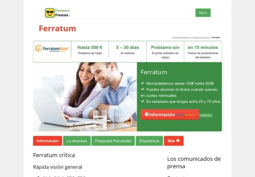 
                            7. Ferratum - Préstamo de hasta 1 000 € - Ferratum - Préstamos