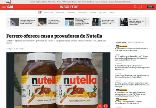 
                            7. Ferrero oferece casa a provadores de Nutella - Insólitos - Correio da ...