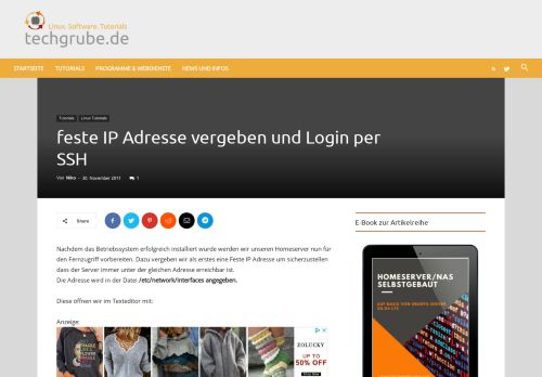 
                            5. feste IP Adresse vergeben und Login per SSH - techgrube.de