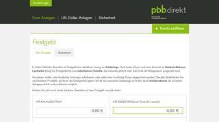 
                            2. Festgeld und Tagesgeld – höchste Sicherheit - pbb direkt