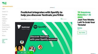 
                            13. Festicket integrates with Spotify to help you discover festivals you'll like ...