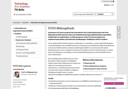 
                            11. FESTO-Bildungsfonds - TH Köln