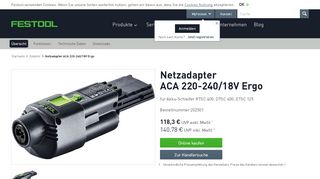 
                            13. Festool Netzadapter ACA 220-240/18V Ergo online