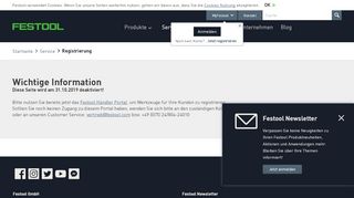 
                            6. Festool Werkzeug-Registrierung | Händler