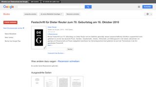 
                            6. Festschrift für Dieter Reuter zum 70. Geburtstag am 16. Oktober 2010 - Google Books-Ergebnisseite