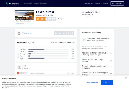 
                            8. FeWo-direkt Reviews | Read Customer Service Reviews of www.fewo ...