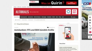 
                            10. FFS und BDK bündeln Kräfte - autohaus.de