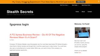 
                            7. fgxpress login | | Stealth Secrets