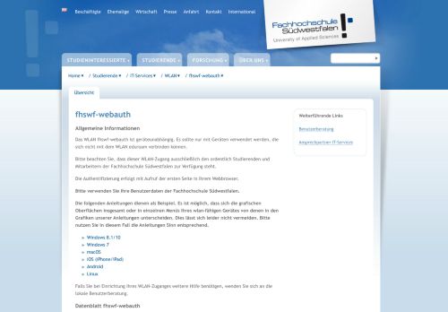 
                            7. FH-SWF fhswf-webauth - Fachhochschule Südwestfalen