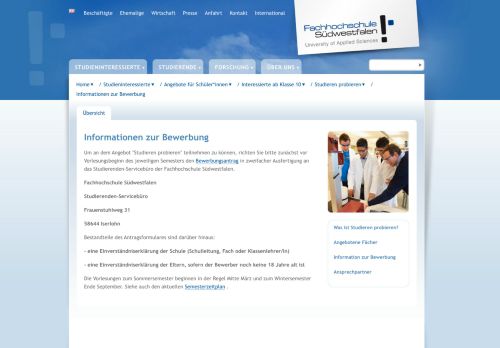 
                            7. FH-SWF Informationen zur Bewerbung