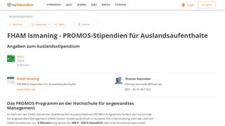 
                            6. FHAM Ismaning - PROMOS-Stipendien für Auslandsaufenthalte ...