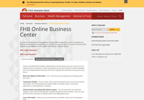 
                            10. FHB Online Business Center - First Hawaiian Bank